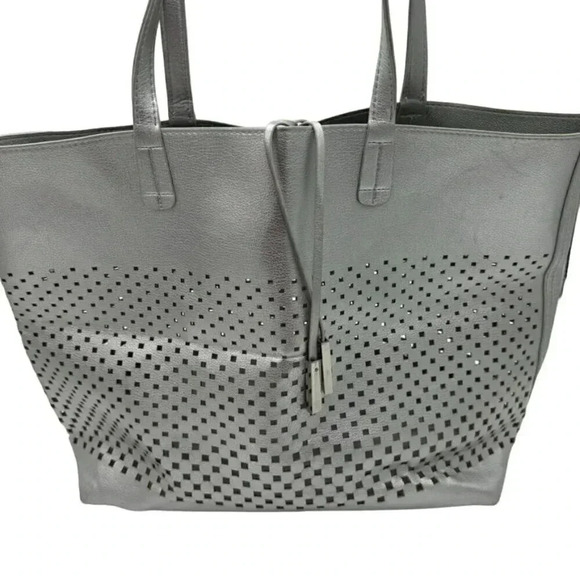 Perforated Silver Bag Tote Lightweight Soft Stores Flat/Compactly (R+F) - Picture 1 of 7